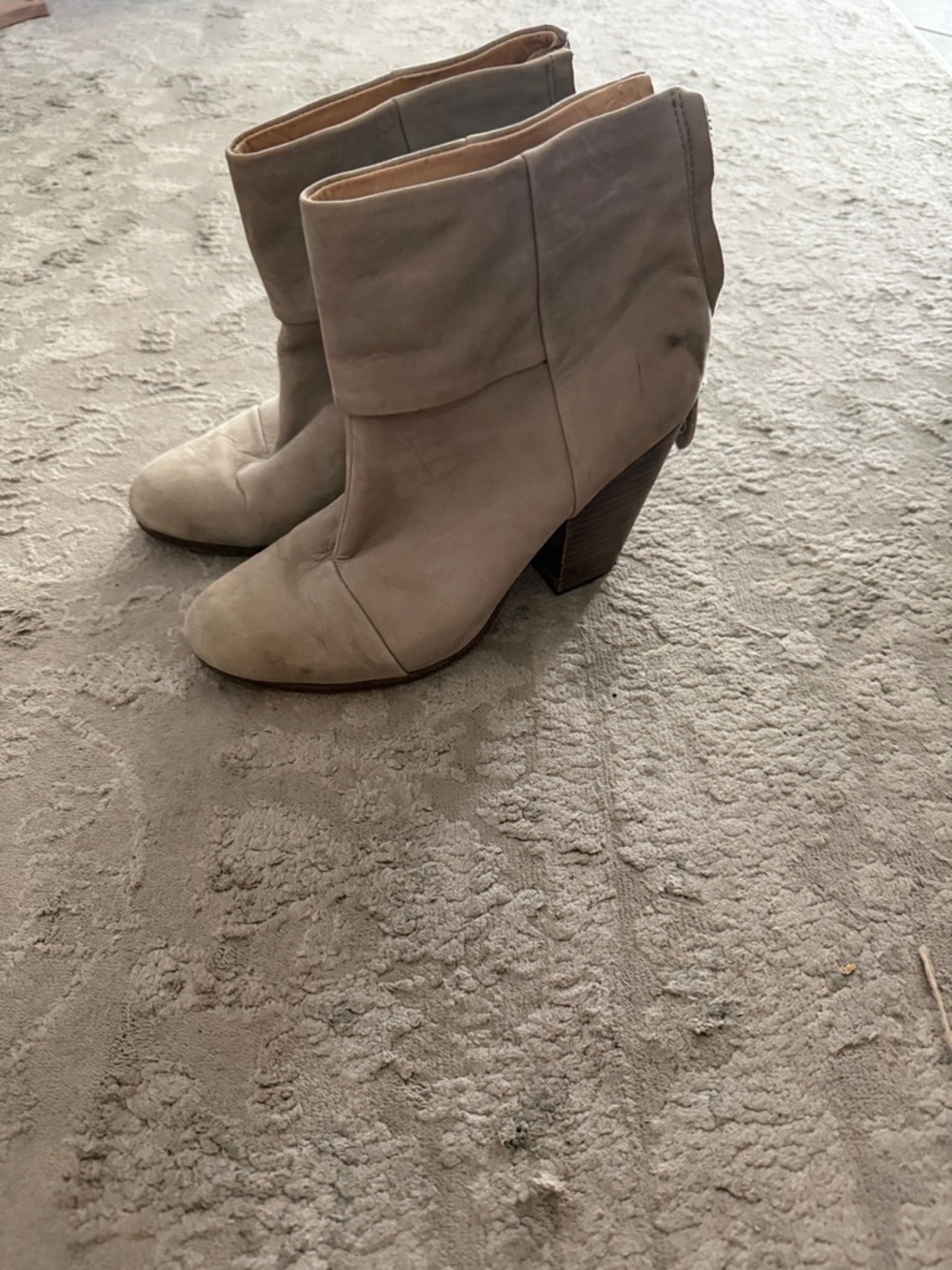 Rag and Bobe Women's Taupe Suede Fold-Over Ankle Boot size 38.5